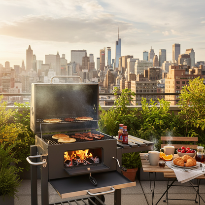 Charcoal Barbecue, Grill Cart, Includes 2 Grills, Shelves with Hooks, Adjustable Charcoal Tray, Barbecue Cart | Charcoal Grill