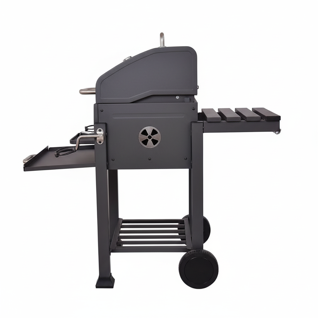 Charcoal Barbecue, Grill Cart, Includes 2 Grills, Shelves with Hooks, Adjustable Charcoal Tray, Barbecue Cart | Charcoal Grill